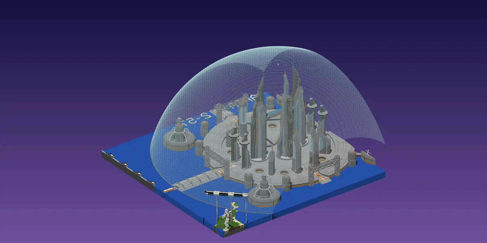 The glass dome district south of downtown